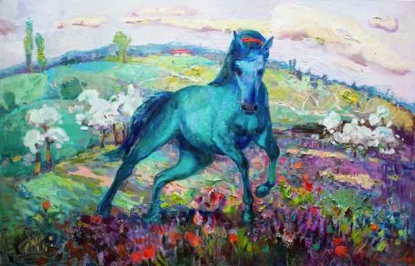 Green horse Print